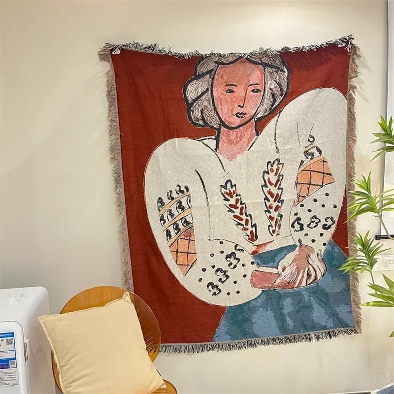Tapiz decorativo de pared estilo Matisse para sofá o cama