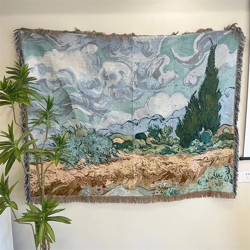 Tapiz Manta Decorativa Estampado Artístico Mezcla de Algodón