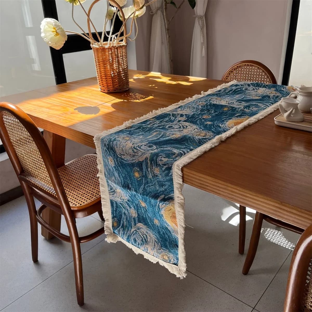 Camino de Mesa y Mantel Jacquard Noche Estrellada