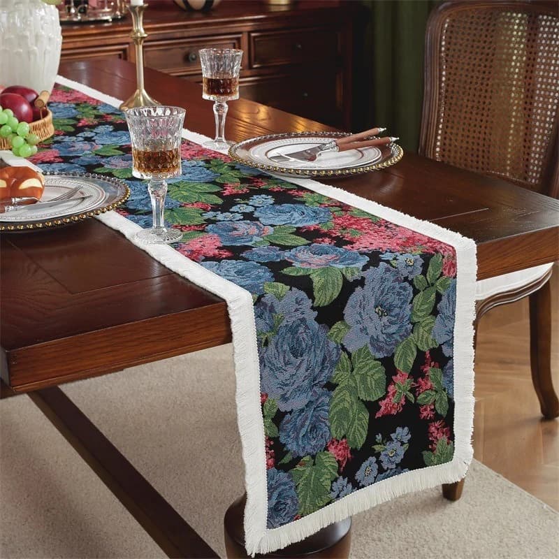 Camino de Mesa Estilo Nórdico con Estampado Floral para Decoración del Hogar