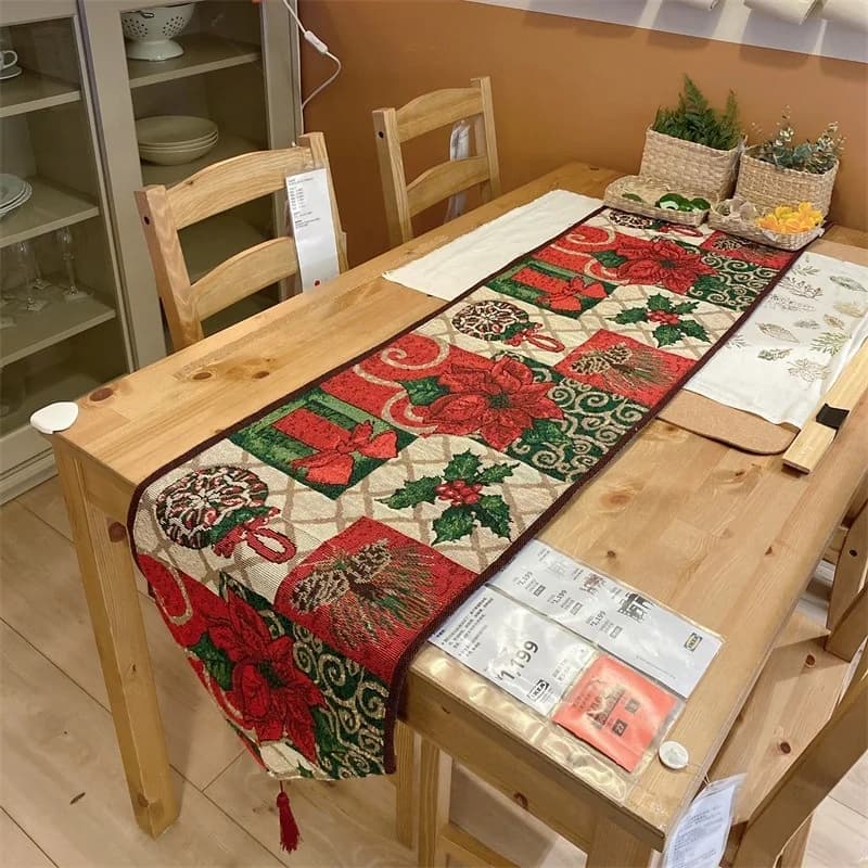 Camino de Mesa Navideño Decoración Festiva para Mesa de Comedor y Armario