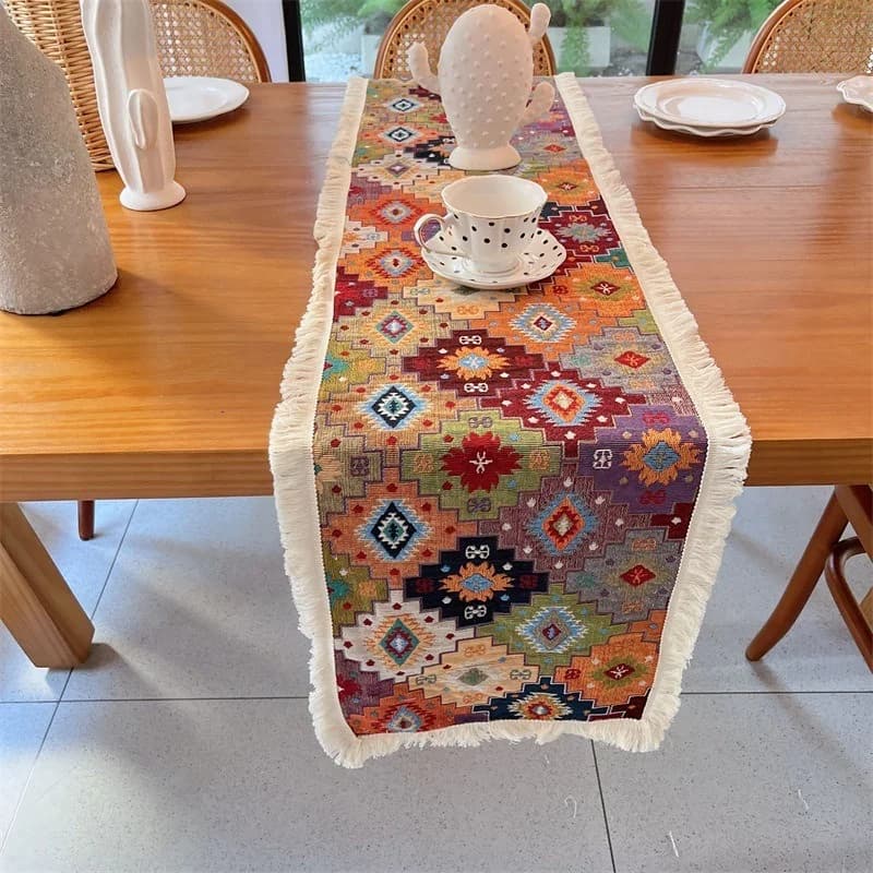 Camino de Mesa Vintage de Algodón para Comedor y Sala
