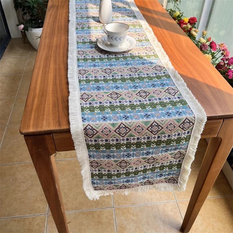 Camino de Mesa Bohemio Mezcla de Algodón para Comedor y Salón