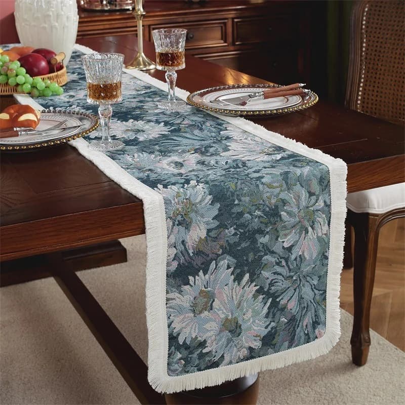 Camino de Mesa Floral Estilo Pintura al Óleo Vintage para Comedor y Aparador