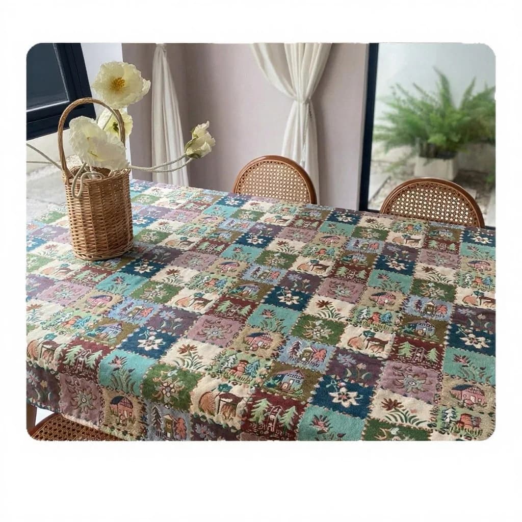 Camino de mesa jacquard estilo country americano con diseño de pintura al óleo floral