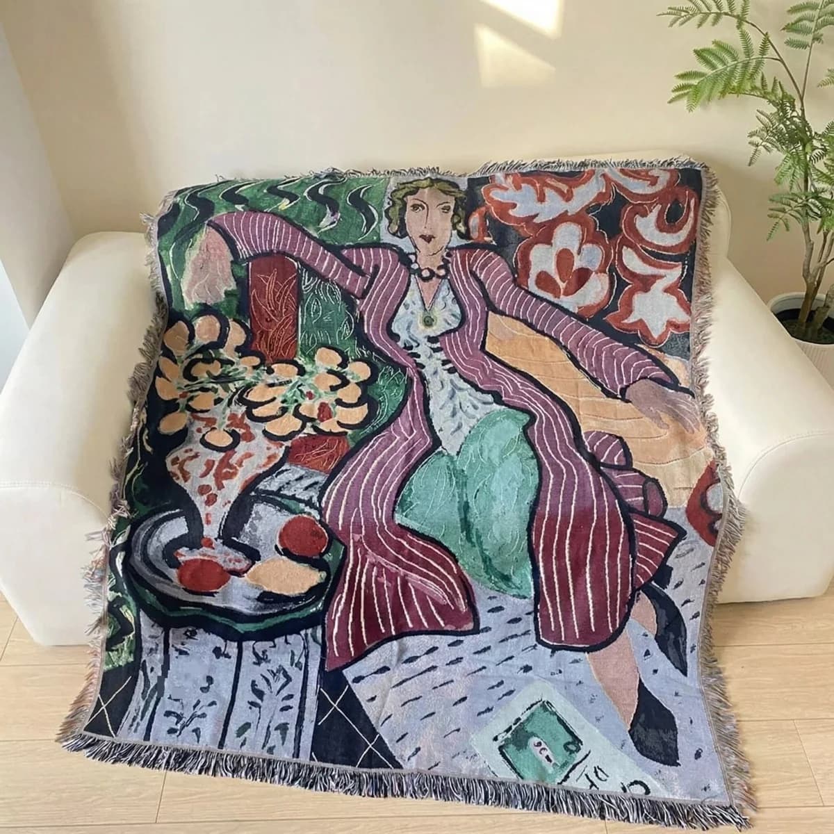 Manta de Tapiz Tejido Estilo Matisse para Decoración de Pared