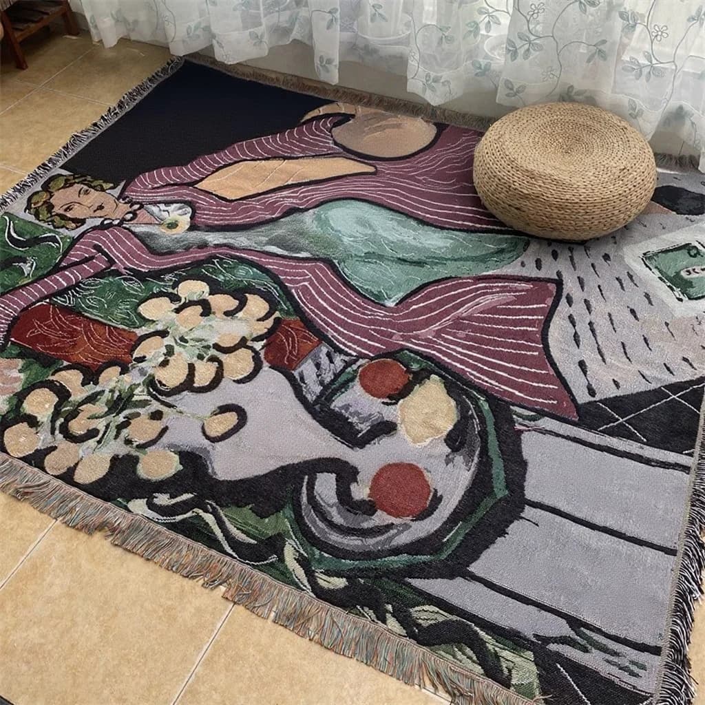 Manta Tapiz de Arte Estilo Matisse para Sofá y Decoración de Pared