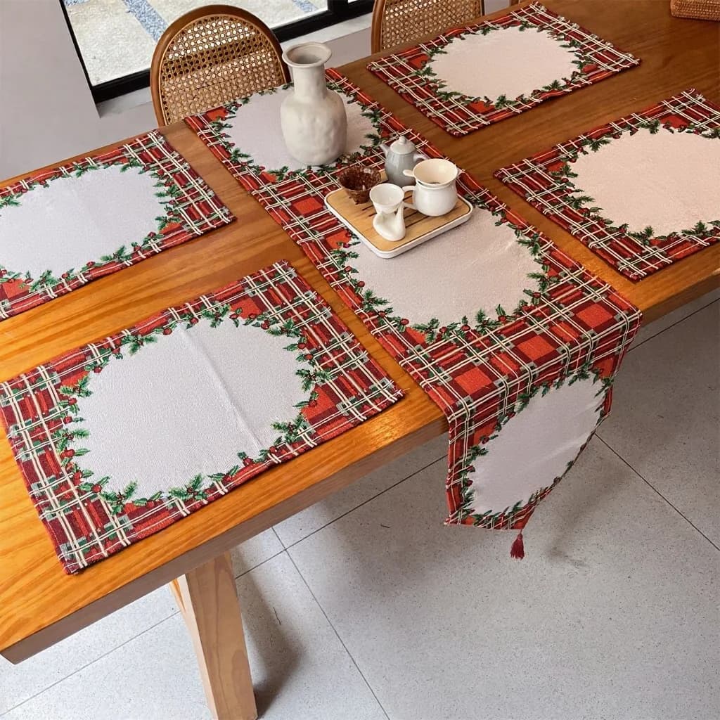 Juego de camino de mesa y salvamanteles navideños nórdicos