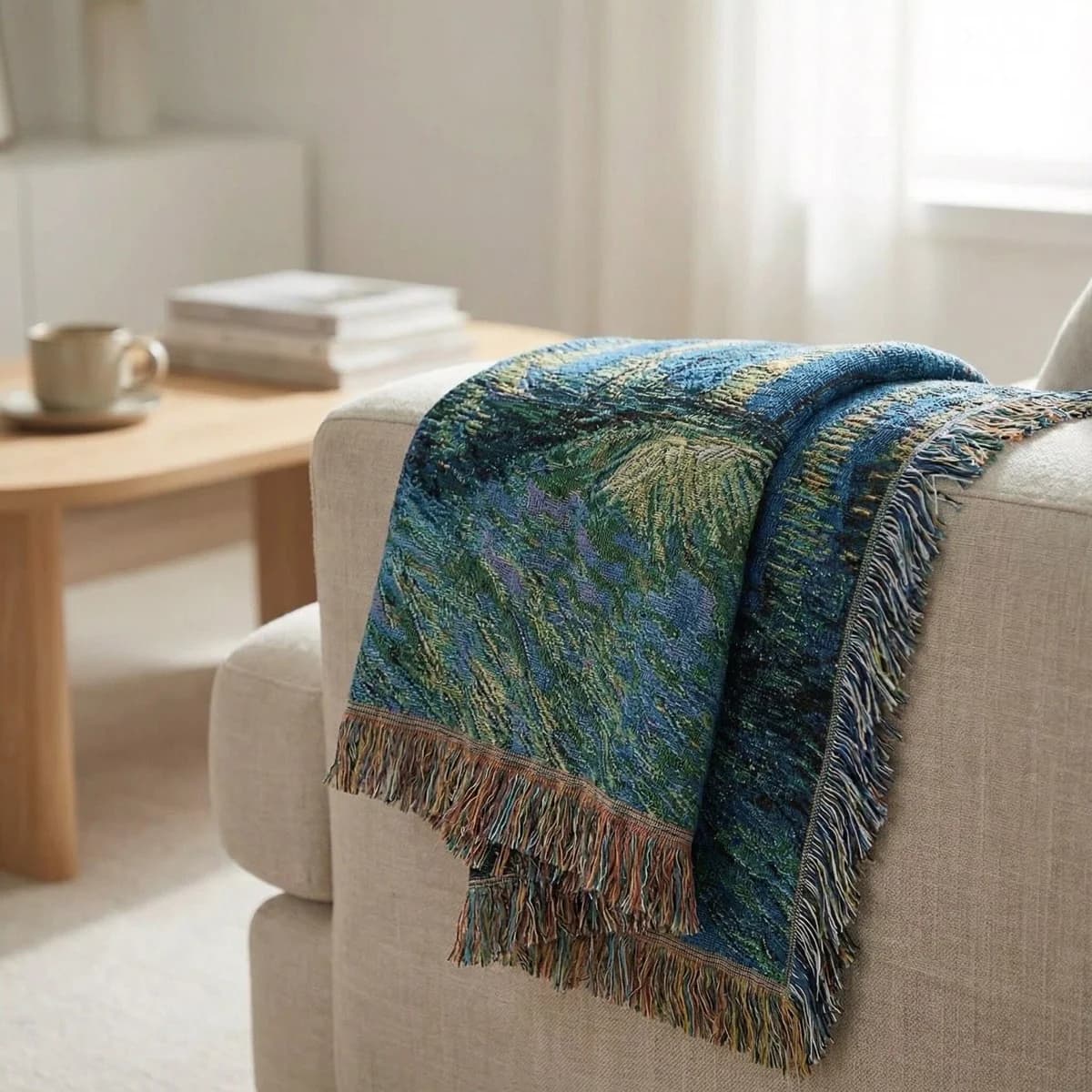 Manta de tapiz estilo Van Gogh para decoración de sofá