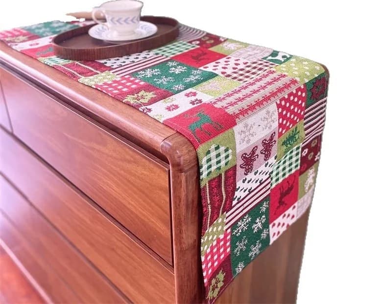 Camino de Mesa Navideño de Algodón y Lino Decoración Festiva para Comedor