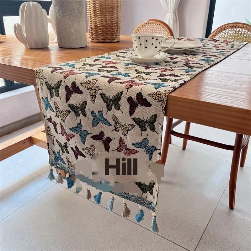 Camino de Mesa Estilo Americano con Borlas para Comedor y Decoración del Hogar