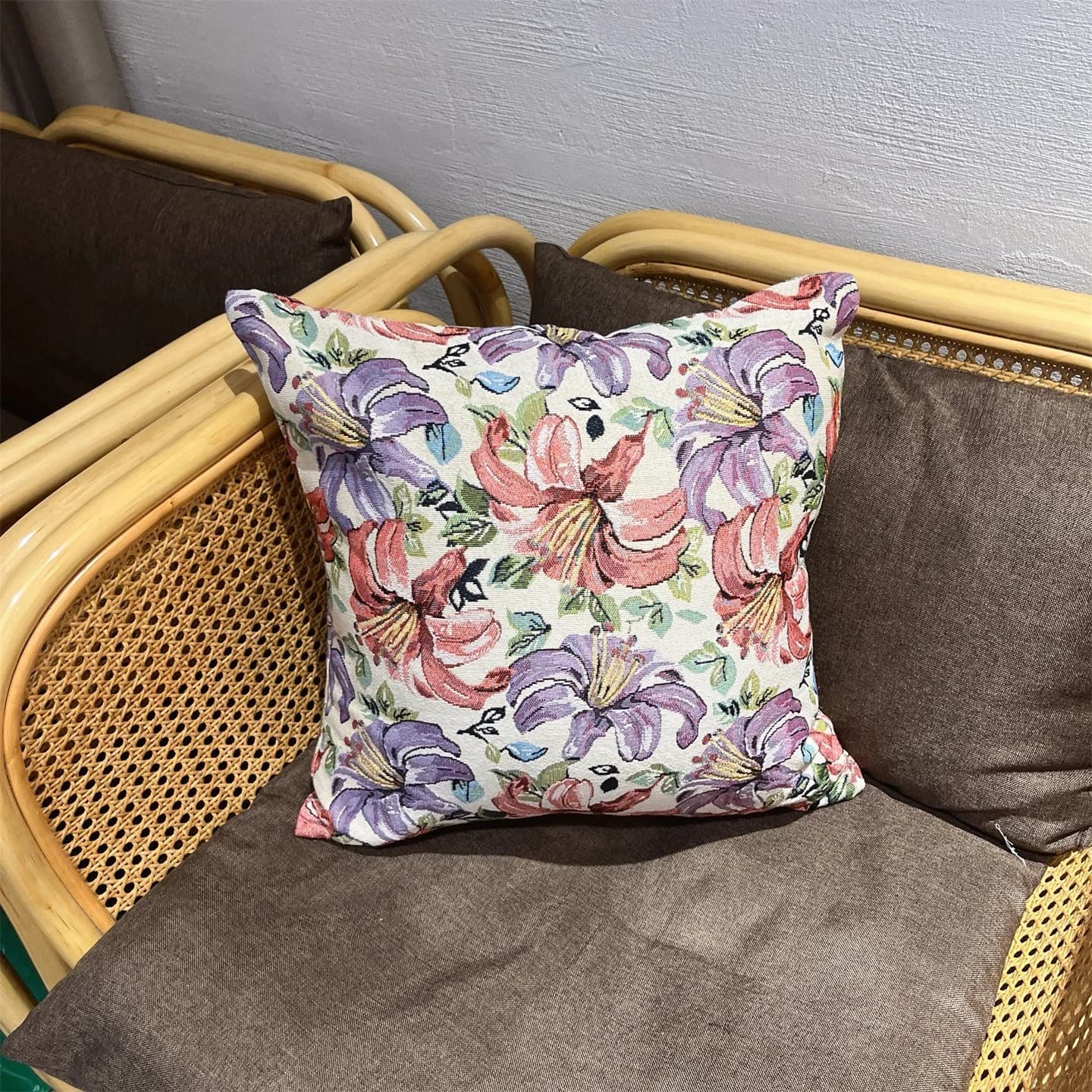 Funda de Cojín Jacquard Estilo Country Americano para Sofá