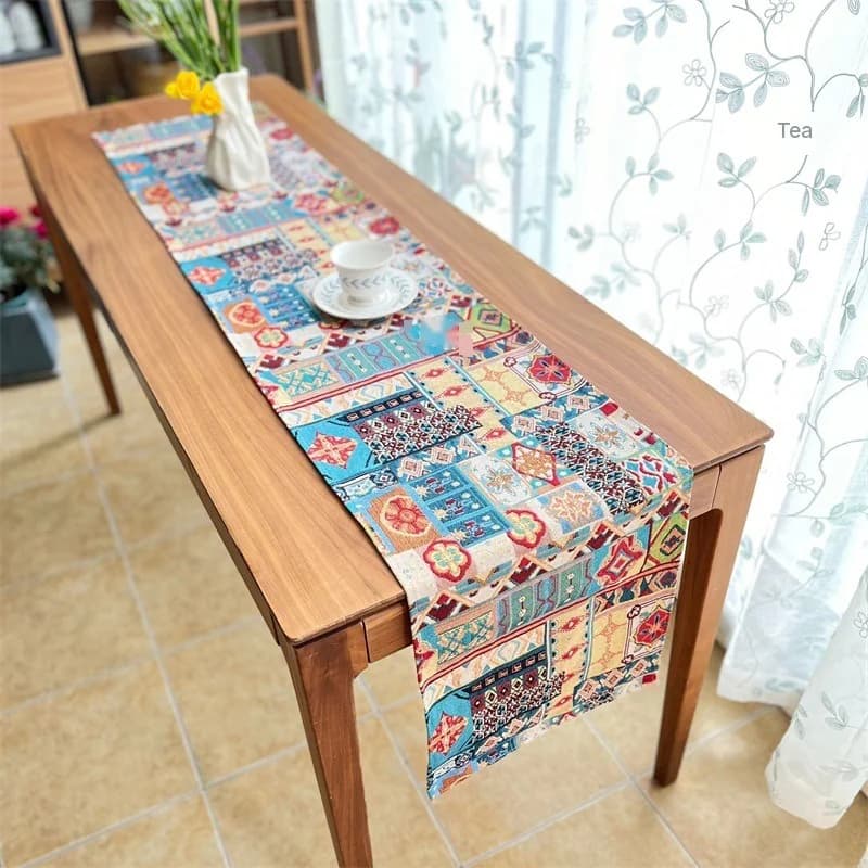 Camino de Mesa Bohemio Tela Decorativa Retro Floral
