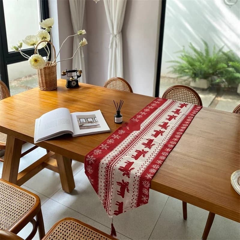Camino de Mesa Navideño Decoración Festiva para Mesa de Comedor y Armario