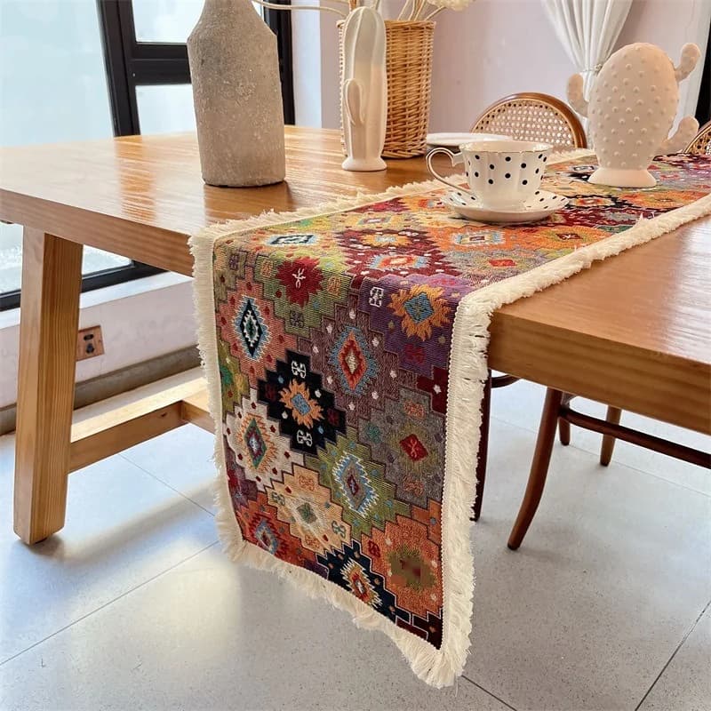 Camino de Mesa Bohemio Mezcla de Algodón para Comedor y Salón