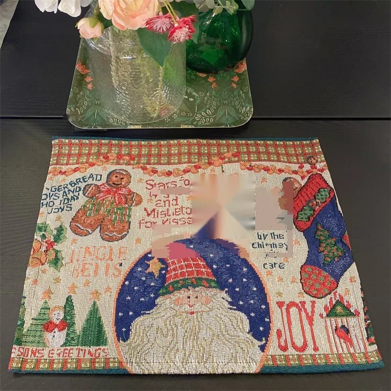 Camino de Mesa Navideño Decoración Festiva Tela de Mezcla de Algodón