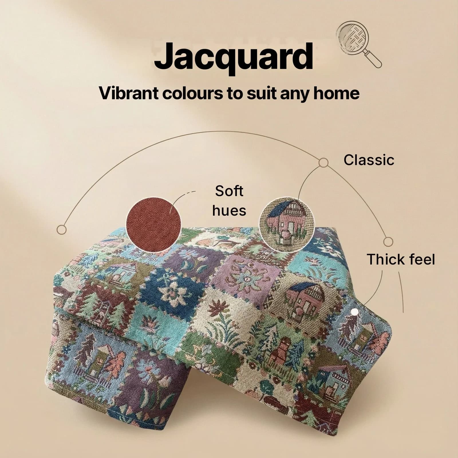 Camino de Mesa y Mantel de Mezcla de Algodón con Patrón Jacquard Floral