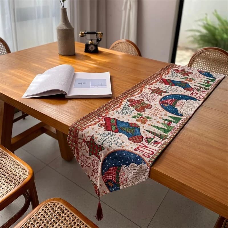 Camino de Mesa Navideño Decoración Festiva para Mesa de Comedor y Armario