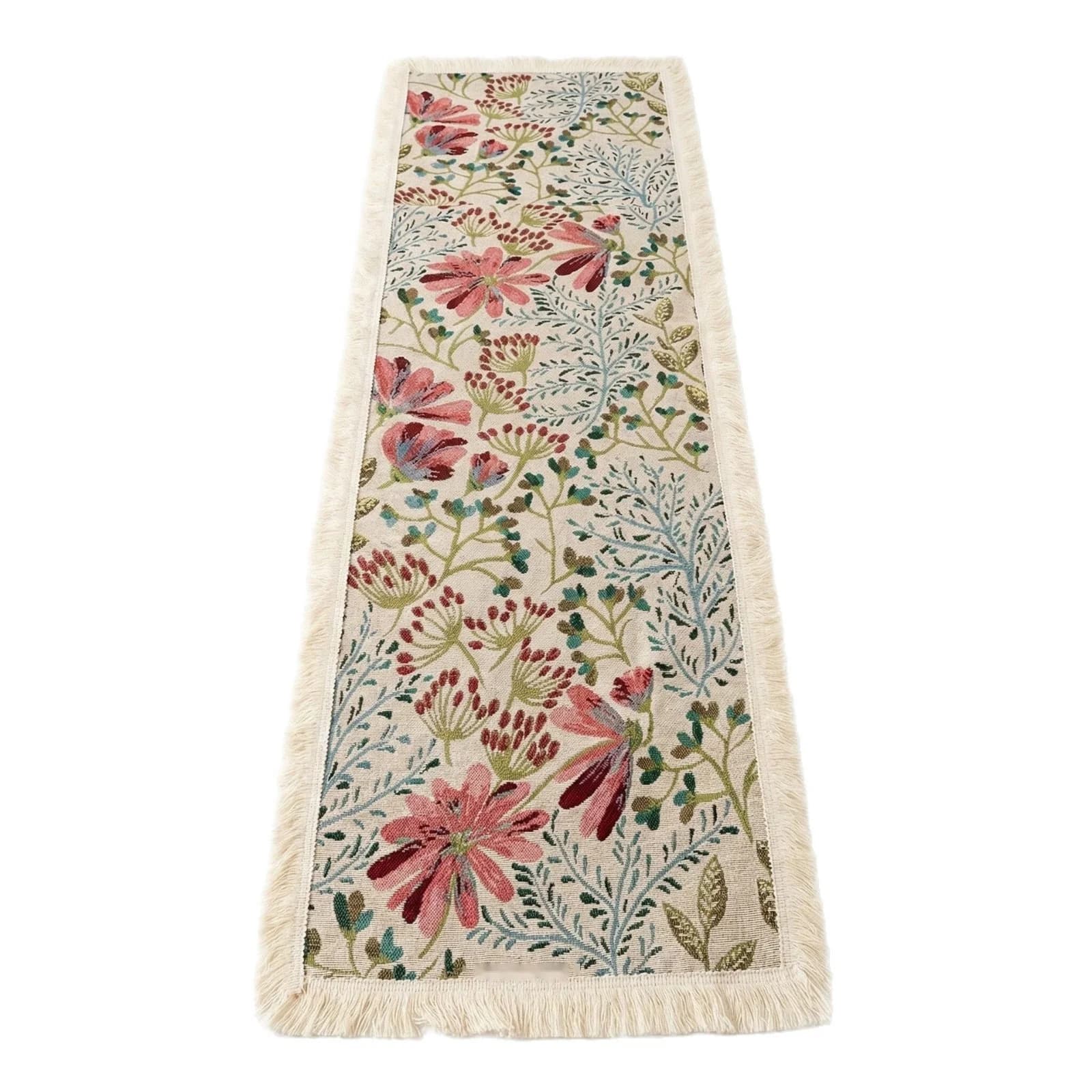 Camino de Mesa Jacquard Mezcla de Algodón Estampado Floral para Decoración de Comedor