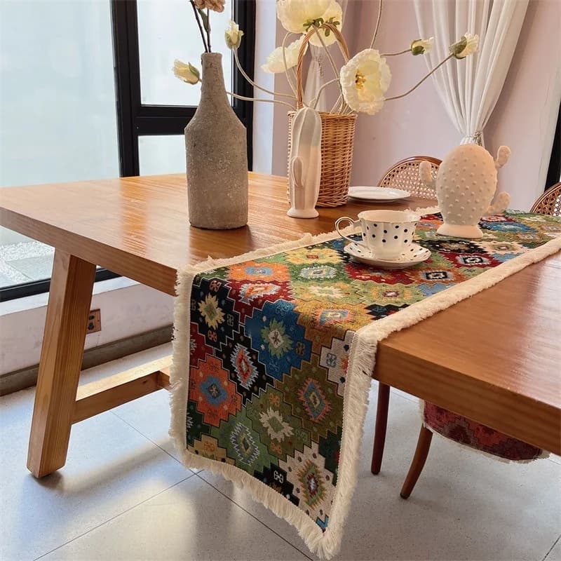Camino de Mesa Bohemio Mezcla de Algodón para Comedor y Salón