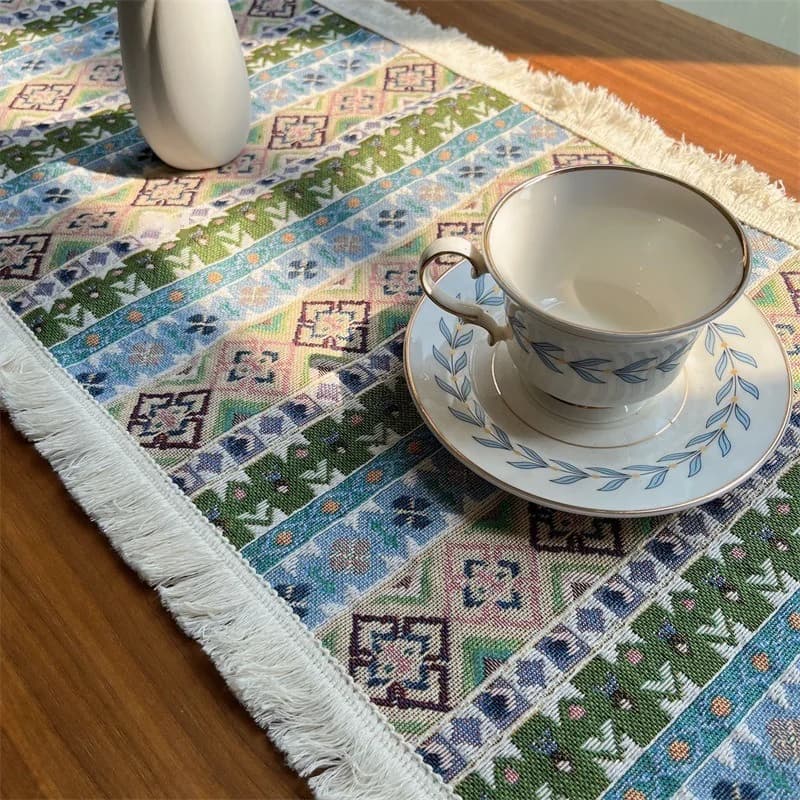 Camino de Mesa Bohemio Mezcla de Algodón para Comedor y Salón