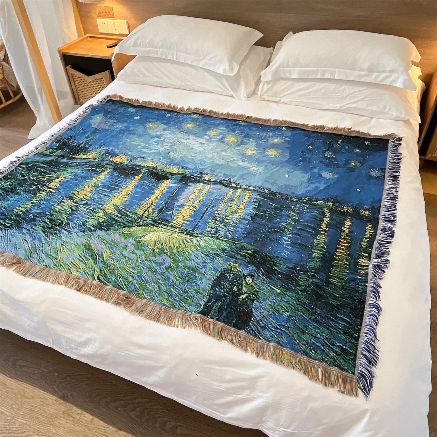 Manta tejida estilo Van Gogh para sofá, cama o decoración de pared 130x160cm