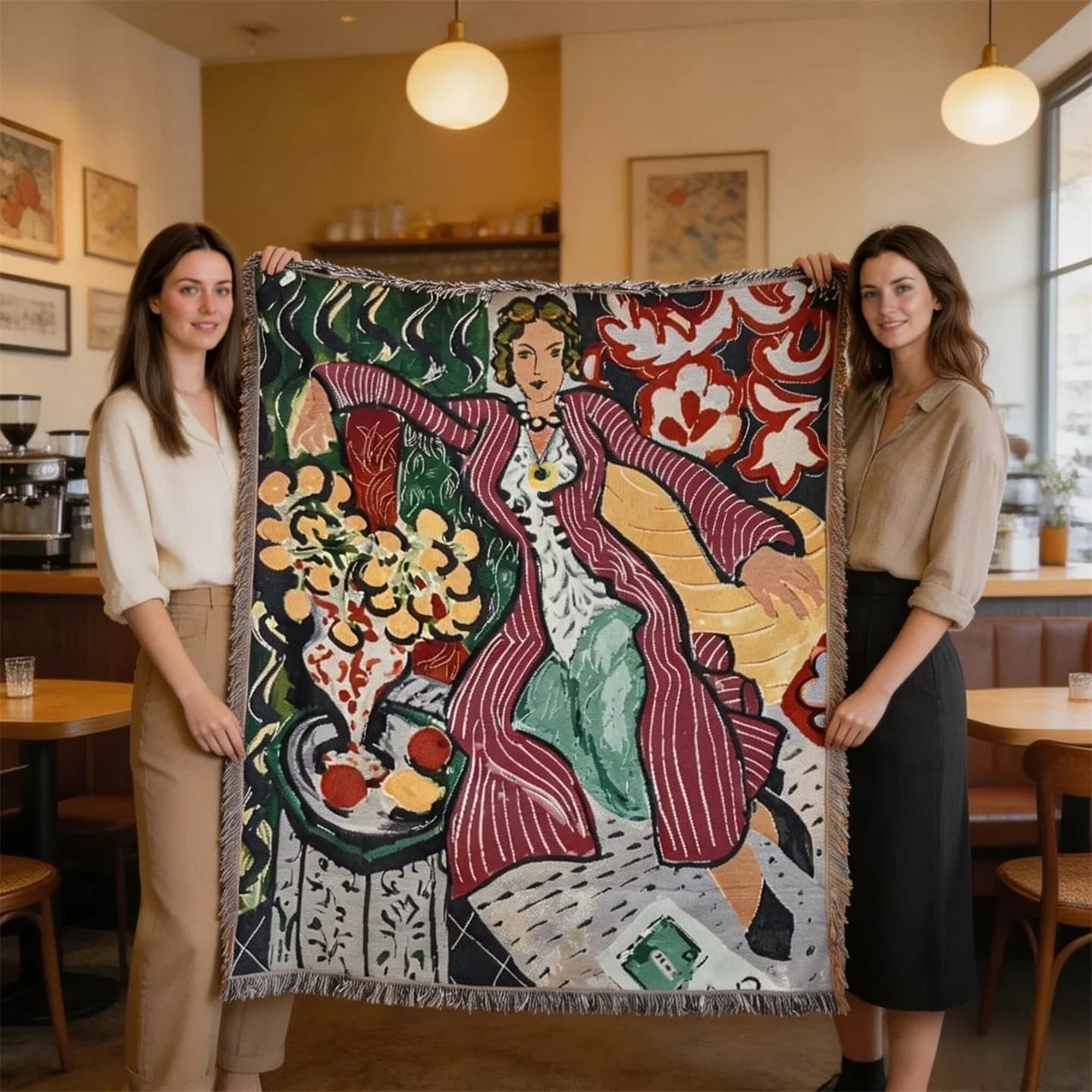 Manta de Tapiz Tejido Estilo Matisse para Decoración de Pared