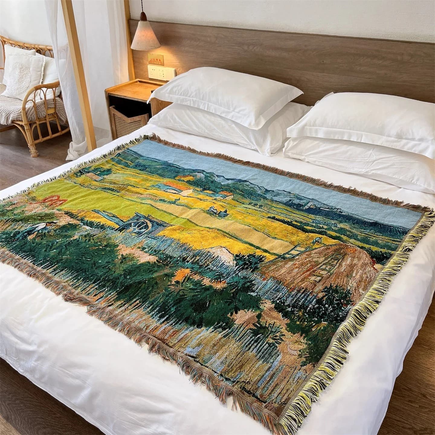 Manta tejida estilo Van Gogh para sofá, cama o decoración de pared 130x160cm