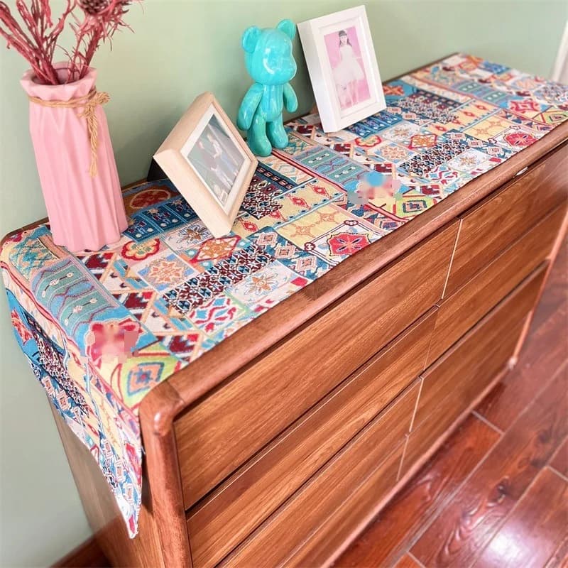 Camino de Mesa Bohemio Tela Decorativa Retro Floral