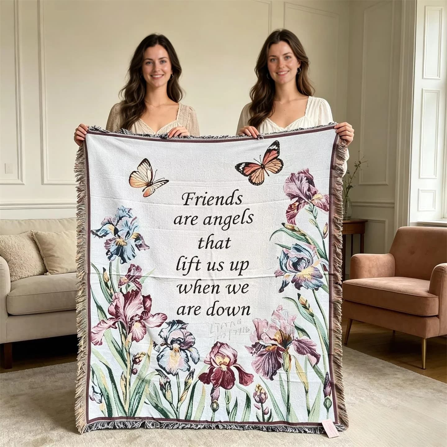 Manta Decorativa de Mezcla de Algodón para Sofá, Tapiz Floral