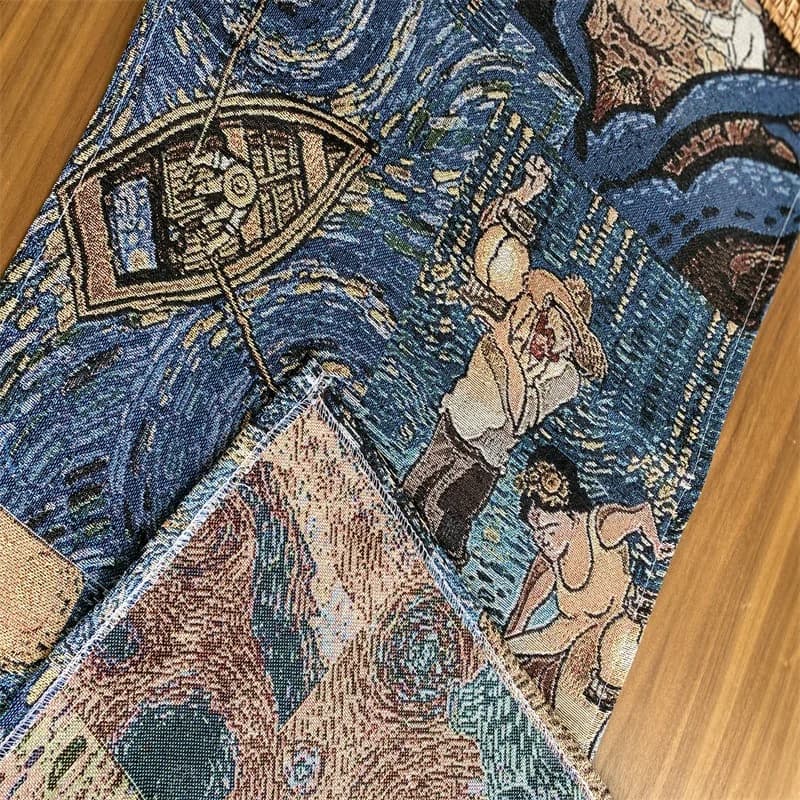 Camino de Mesa Estilo Van Gogh de Mezcla Algodón y Lino para Decoración