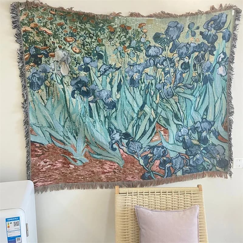 Manta Tapiz Estilo Van Gogh de Mezcla de Algodón para Sofá