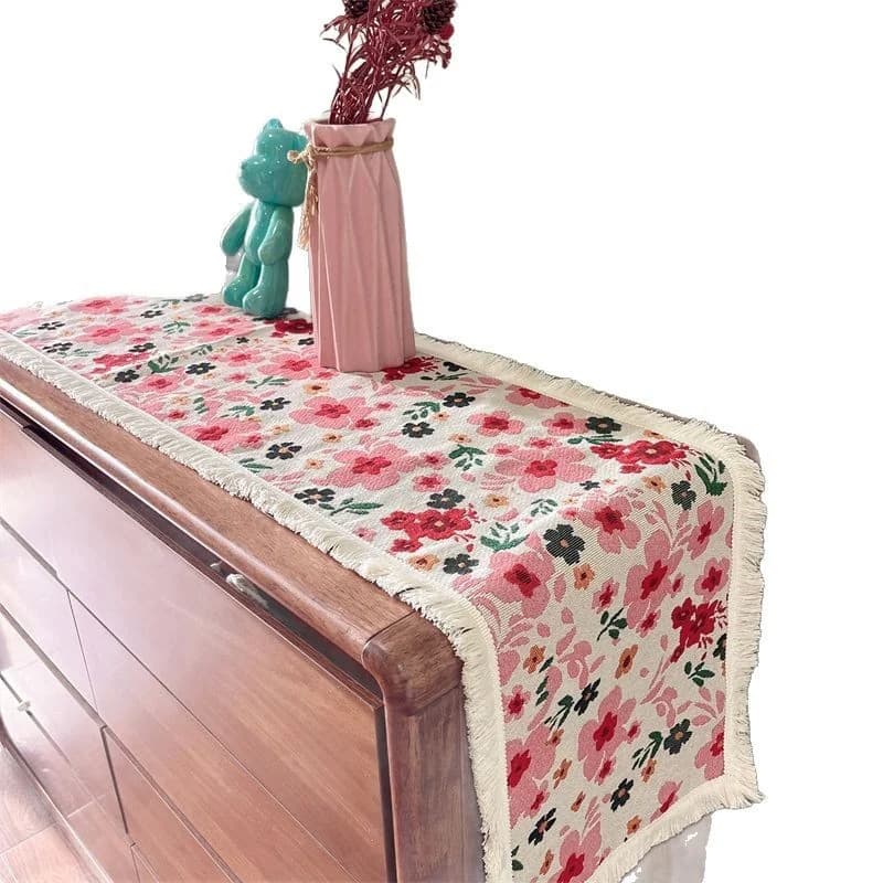 Camino de Mesa Floral de Algodón y Poliéster para Comedor