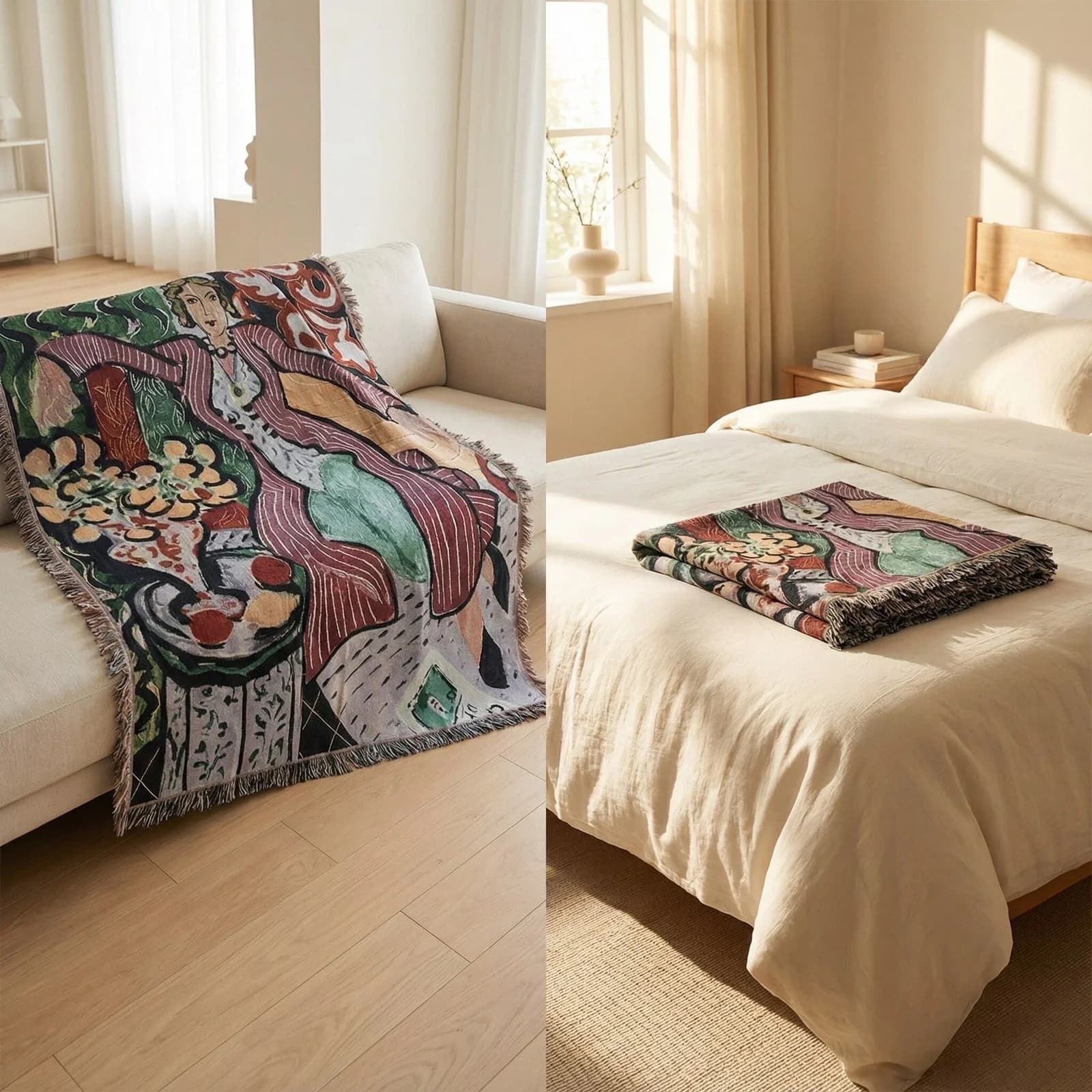 Manta de Tapiz Tejido Estilo Matisse para Decoración de Pared