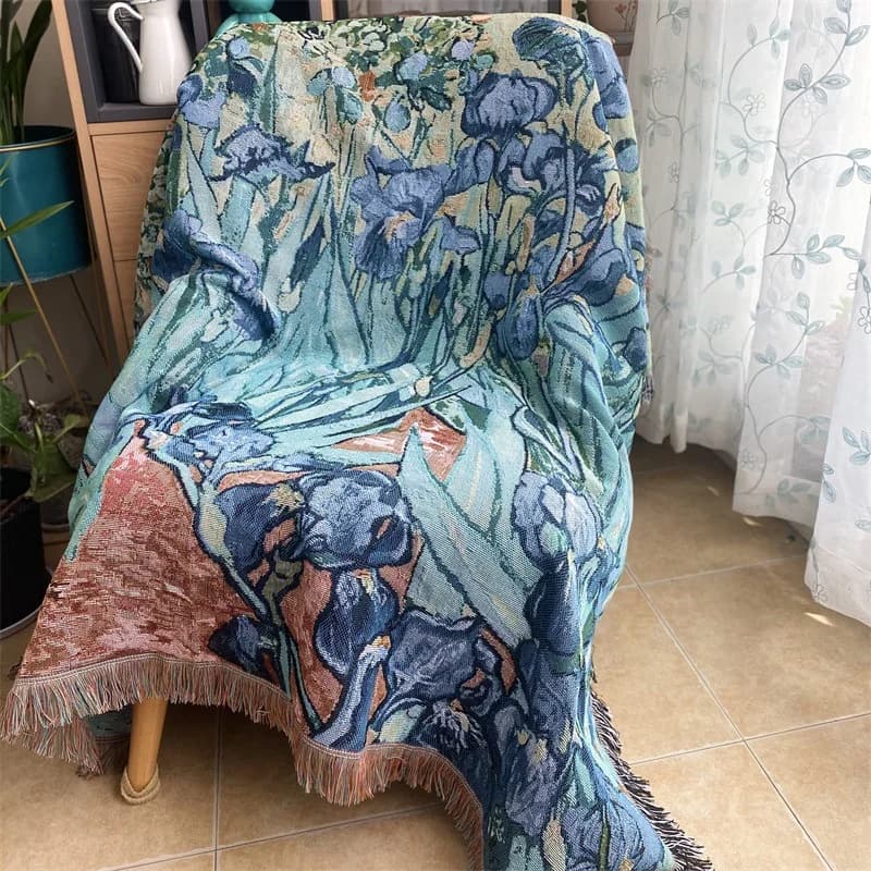 Manta Tapiz Estilo Van Gogh de Mezcla de Algodón para Sofá