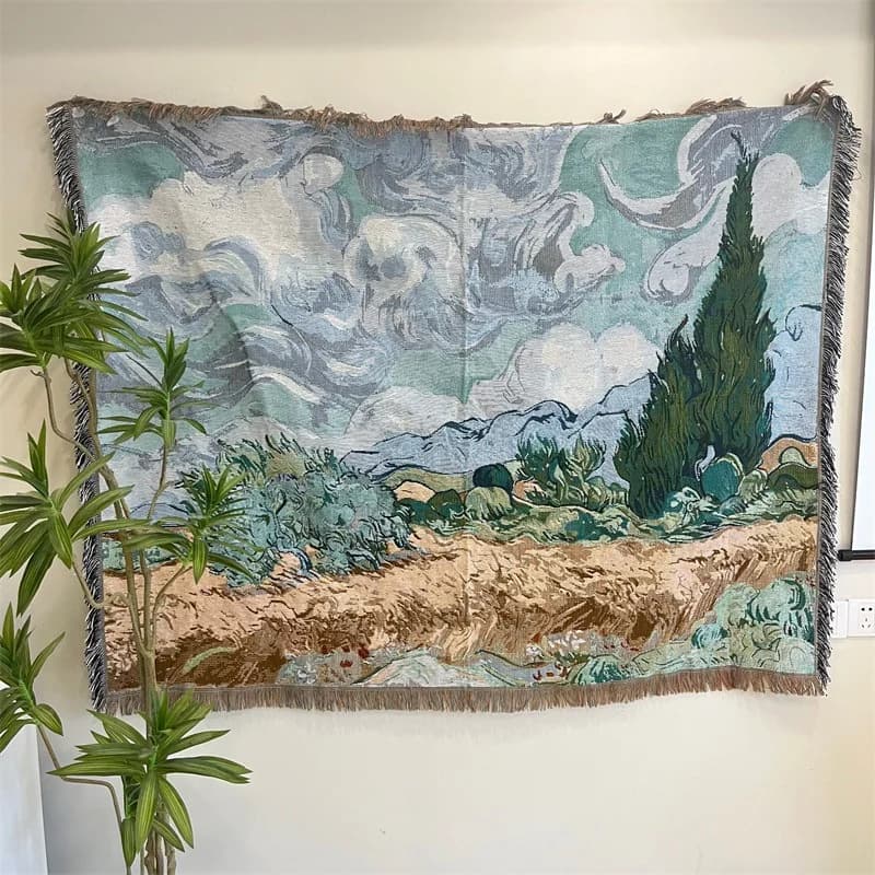 Manta decorativa tapiz arte Van Gogh mezcla de algodón para pared