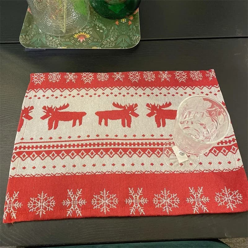 Camino de mesa jacquard nórdico con alces, decoración festiva