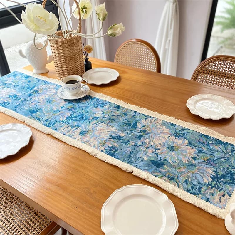 Camino de mesa jacquard floral estilo country americano
