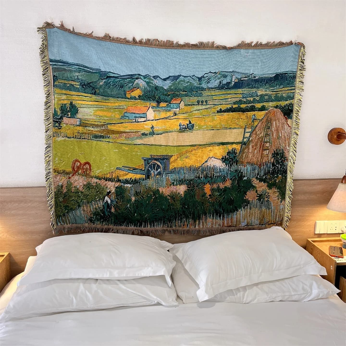Manta decorativa tapiz arte Van Gogh mezcla de algodón para pared