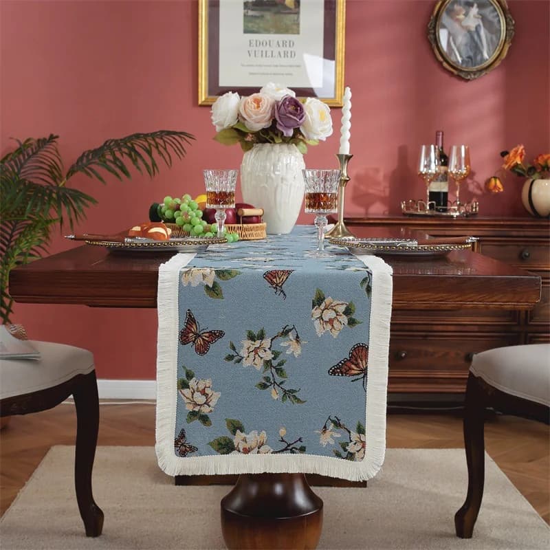 Camino de Mesa Estilo Nórdico con Estampado Floral para Decoración del Hogar
