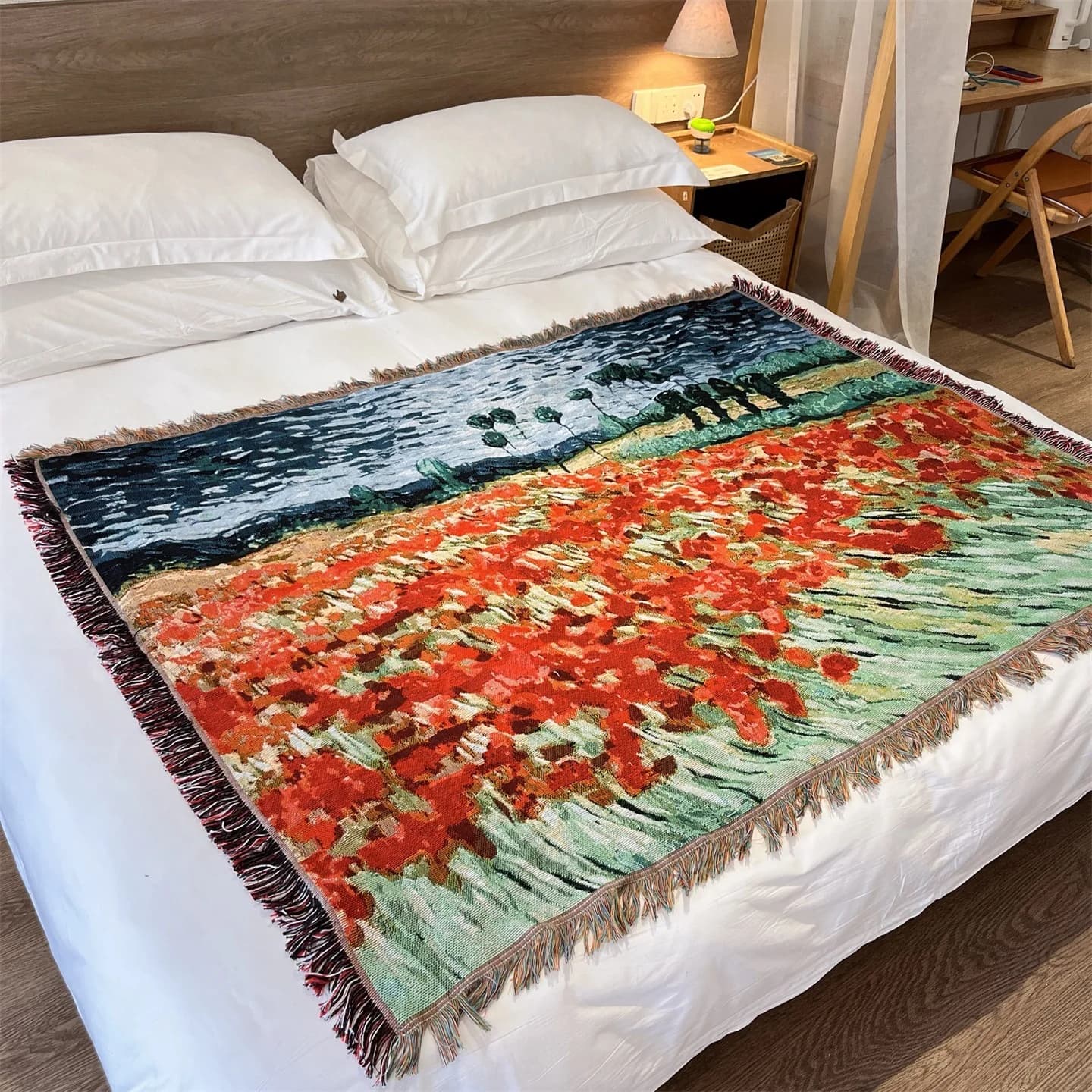 Manta tejida estilo Van Gogh para sofá, cama o decoración de pared 130x160cm